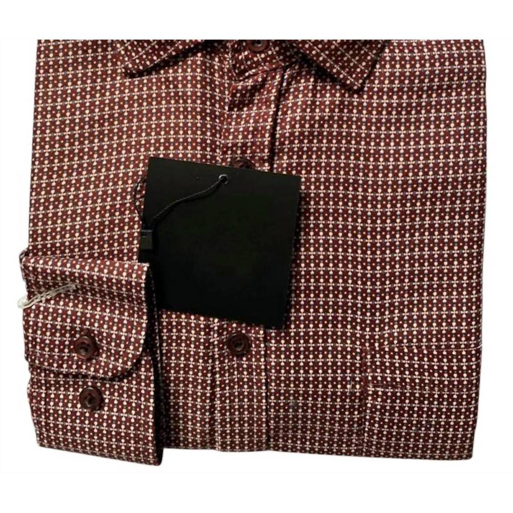 NEW DANIEL K men's long sleeve dotted dress shirt in burgundy